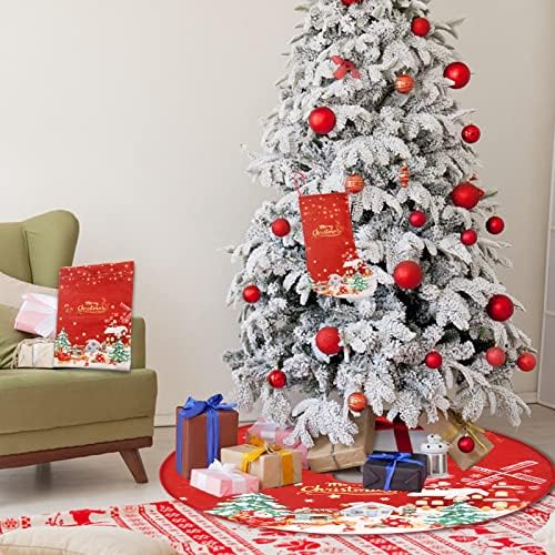 Rosecraft 3 PCS קישוטי עץ חג המולד כולל 36 חצאית עץ חג המולד, 6 x 9 שק, 7.8 x 12 סוק לחג המולד, לעיצוב עץ חג המולד מקורה