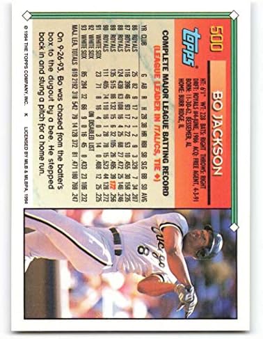 1994 Topps 500 Bo Jackson NM-M MT Chicago White Sox Baseball