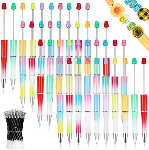 Jspupifip 40 חתיכות עטים ניתנים לחרוזים עם 40 מילוי, 10 צבע פלסטי