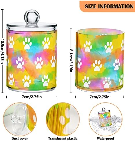 Hjjkllp 2 חבילה קשת צבע כלב כלב הדפסת צנצנת צנצנת אפוטקרית פלסטיק ברורה לסט ספוגית כותנה, ספוגית כותנה, כרית, חוט דנטלי,