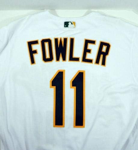 2019 אתלטיקה של Oakland A's Dustin Fowler 11 הונחה גופיה White 150 P 334 - משחק השתמשו ב- MLB גופיות